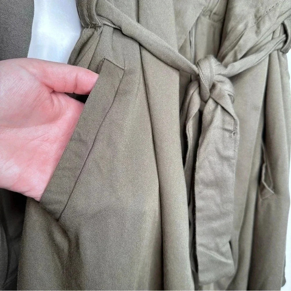 Stoosh Olive Green Drape Front Belted Lightweight Jacket Size XL - Picture 4 of 8